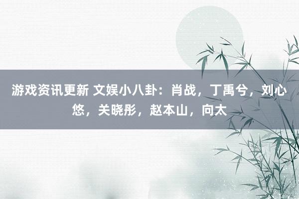 游戏资讯更新 文娱小八卦：肖战，丁禹兮，刘心悠，关晓彤，赵本山，向太