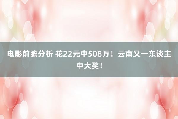 电影前瞻分析 花22元中508万！云南又一东谈主中大奖！