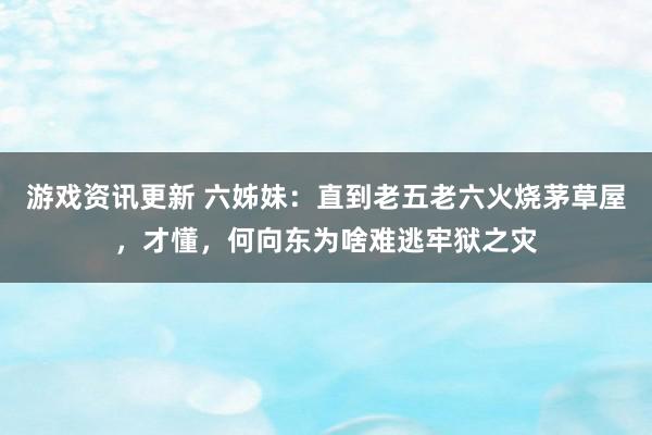 游戏资讯更新 六姊妹：直到老五老六火烧茅草屋，才懂，何向东为啥难逃牢狱之灾