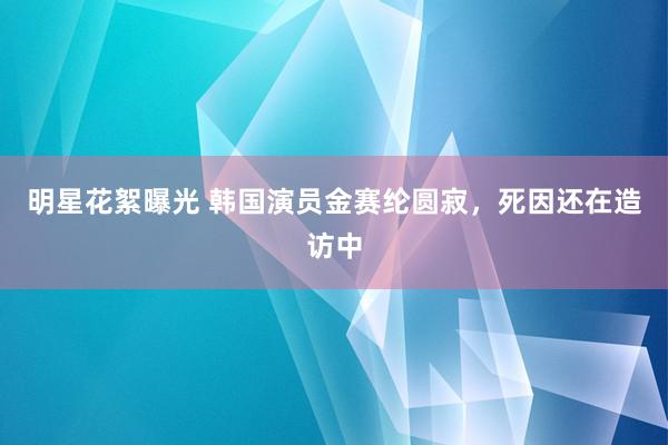 明星花絮曝光 韩国演员金赛纶圆寂，死因还在造访中