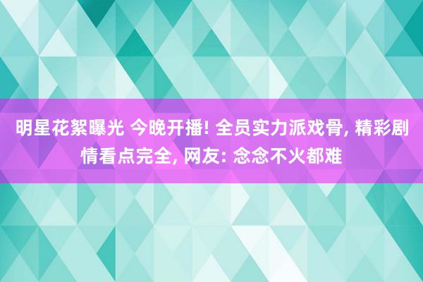 明星花絮曝光 今晚开播! 全员实力派戏骨, 精彩剧情看点完全, 网友: 念念不火都难